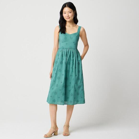 NWT J Crew Factory Eyelet Midi Dress - Size 14 - Picture 1 of 4